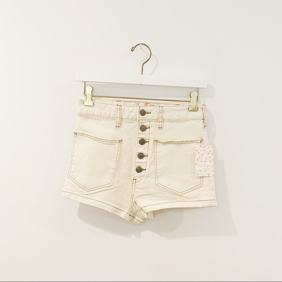 FREE PEOPLE BRIDGETTE DENIM BUTTON FLY SHORTS - Picture 2 of 3